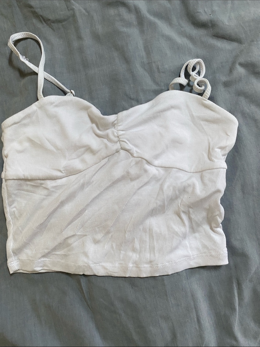White Ribbed Camisole Crop with Adjustable Straps